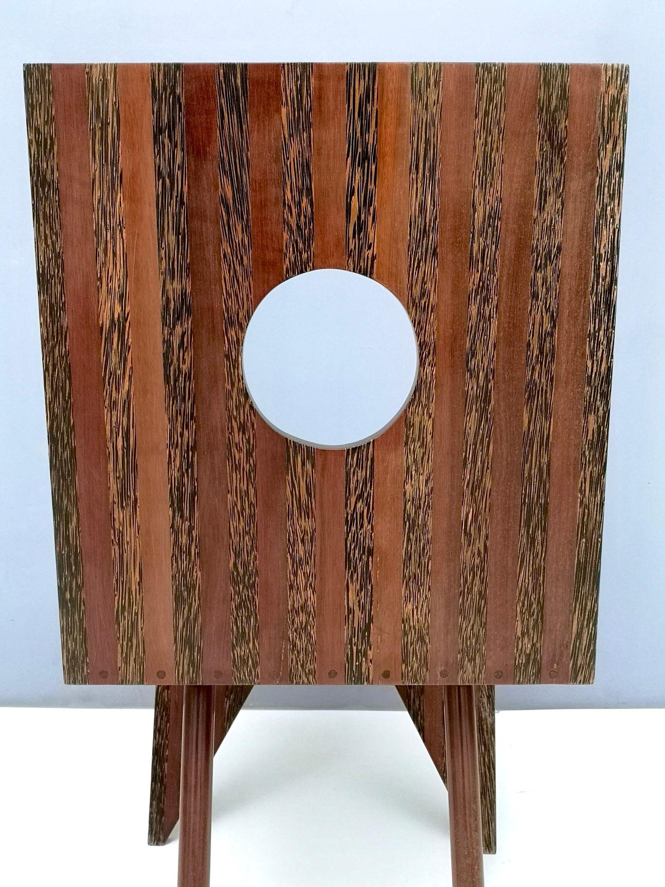 Handgefertigter geometrischer Beistellstuhl aus Massivholz, Italien, 1980er Jahre im Angebot 1
