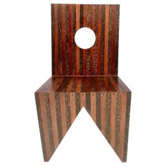 Handgefertigter geometrischer Beistellstuhl aus Massivholz, Italien, 1980er Jahre