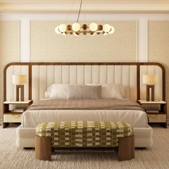 Handmade Gilda Bench in Bouclé with Carved Base by Nolita Harbour