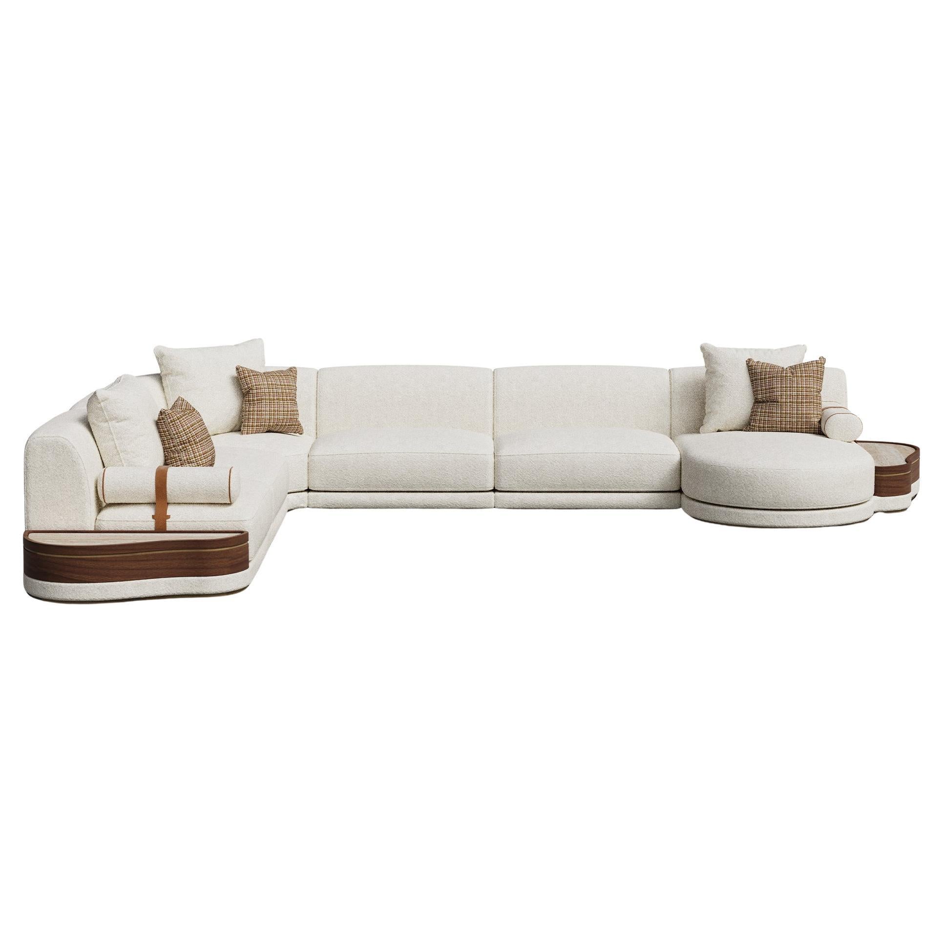 Handmade Gino Modular Sofa with Walnut Accents by Nolita Harbour