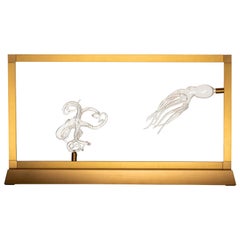Handmade Glass and Brass Lamp Design 'E-Sumi Octopus' by Simone Crestani