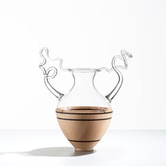 Handmade Glass and Wood Jar 'Giunone' by Simone Crestani & Giordano Viganò