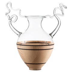 Handmade Glass and Wood Jar 'Giunone' by Simone Crestani & Giordano Viganò