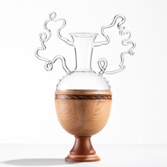 Vase Minerva en verre et bois fait à la main par Simone Crestani & Giordano Vigan