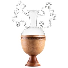 Vase Minerva en verre et bois fait à la main par Simone Crestani & Giordano Vigan