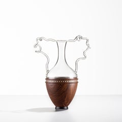 Handmade Glass and Wood Vase 'Venere' by Simone Crestani & Giordano Viganò
