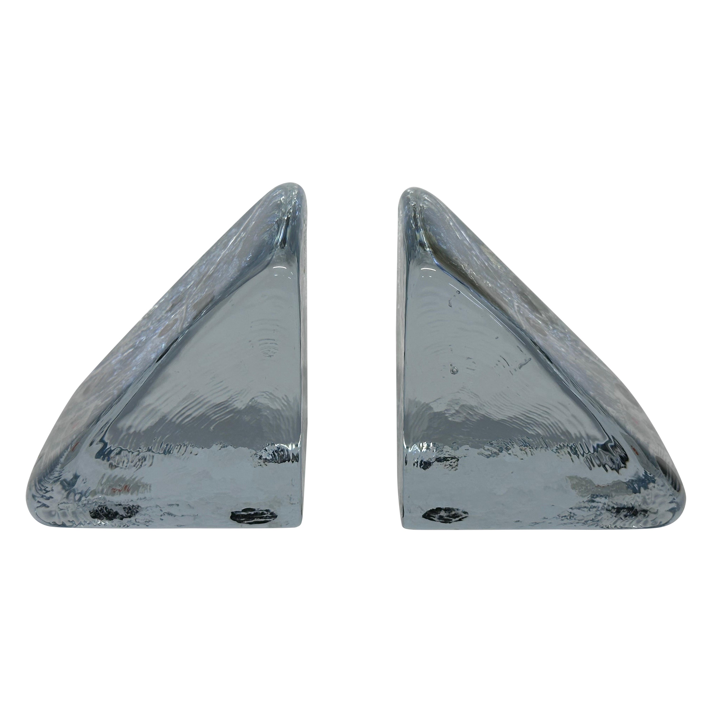 Handmade Glass Bookends by Blenko - a Pair