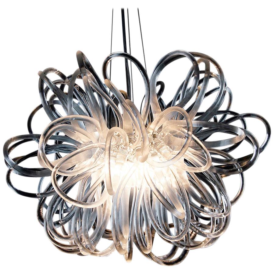 Handmade Glass Chandelier with Loops 'Anemone' by German Artist R. Scholle For Sale
