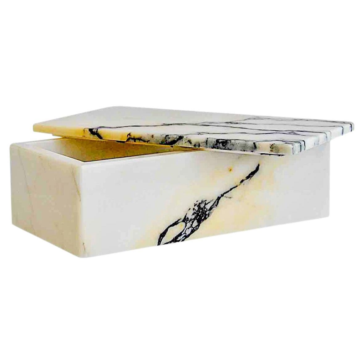 Handmade Glasses Case with Lid in Paonazzo Marble For Sale