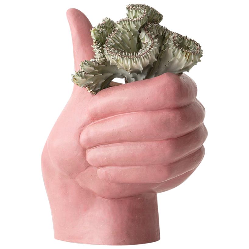 Handmade Glazed Clay Thumbs-Up Planter Unique Edition