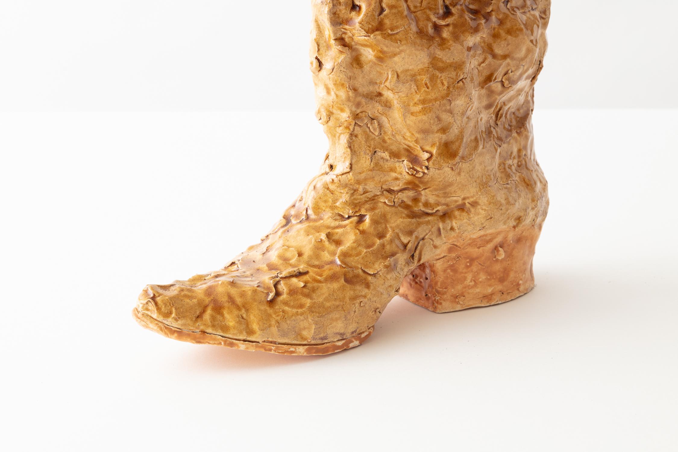 American Handmade Glazed Earthenware Boot Planter Unique Edition