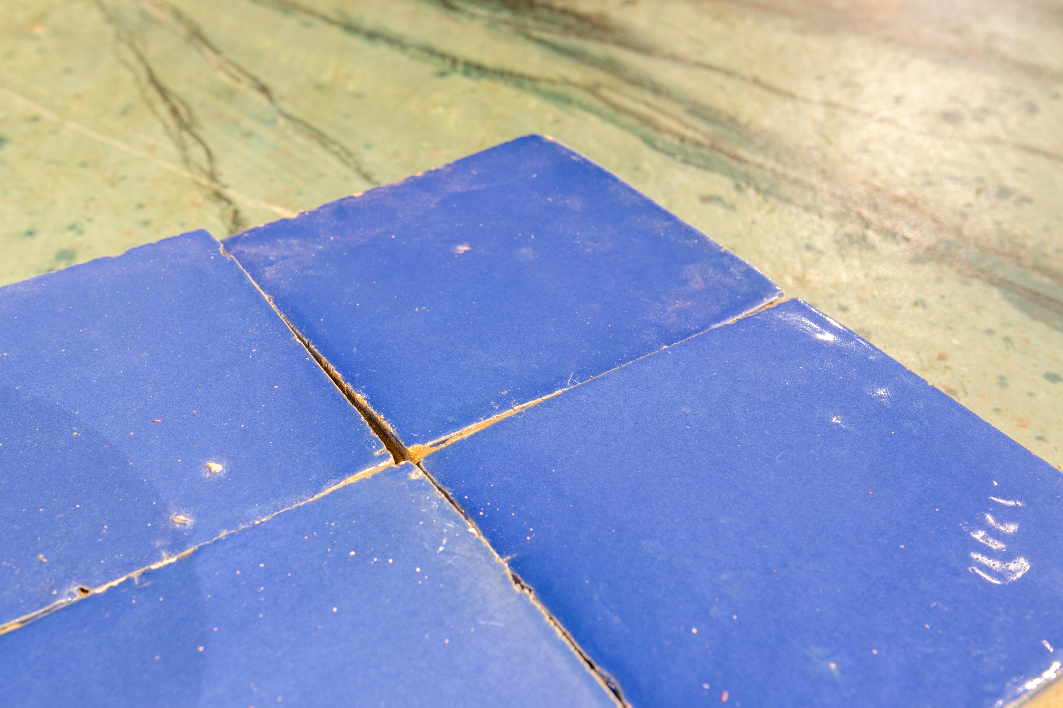 Handmade Glazed Zelige Tile in Blue Colour For Sale 3