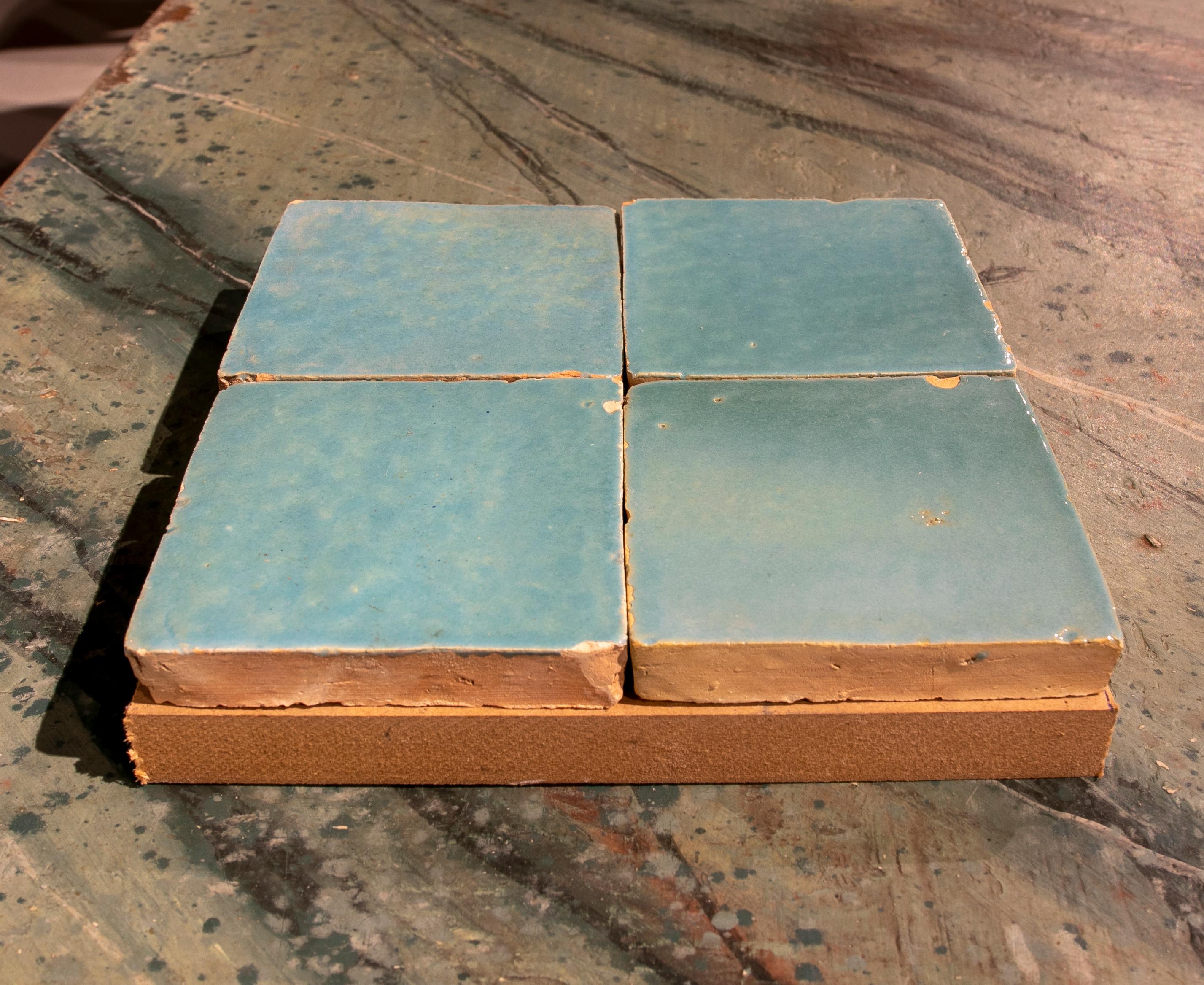 Handmade Glazed Zelige Tile in Light Blue Colour For Sale 1