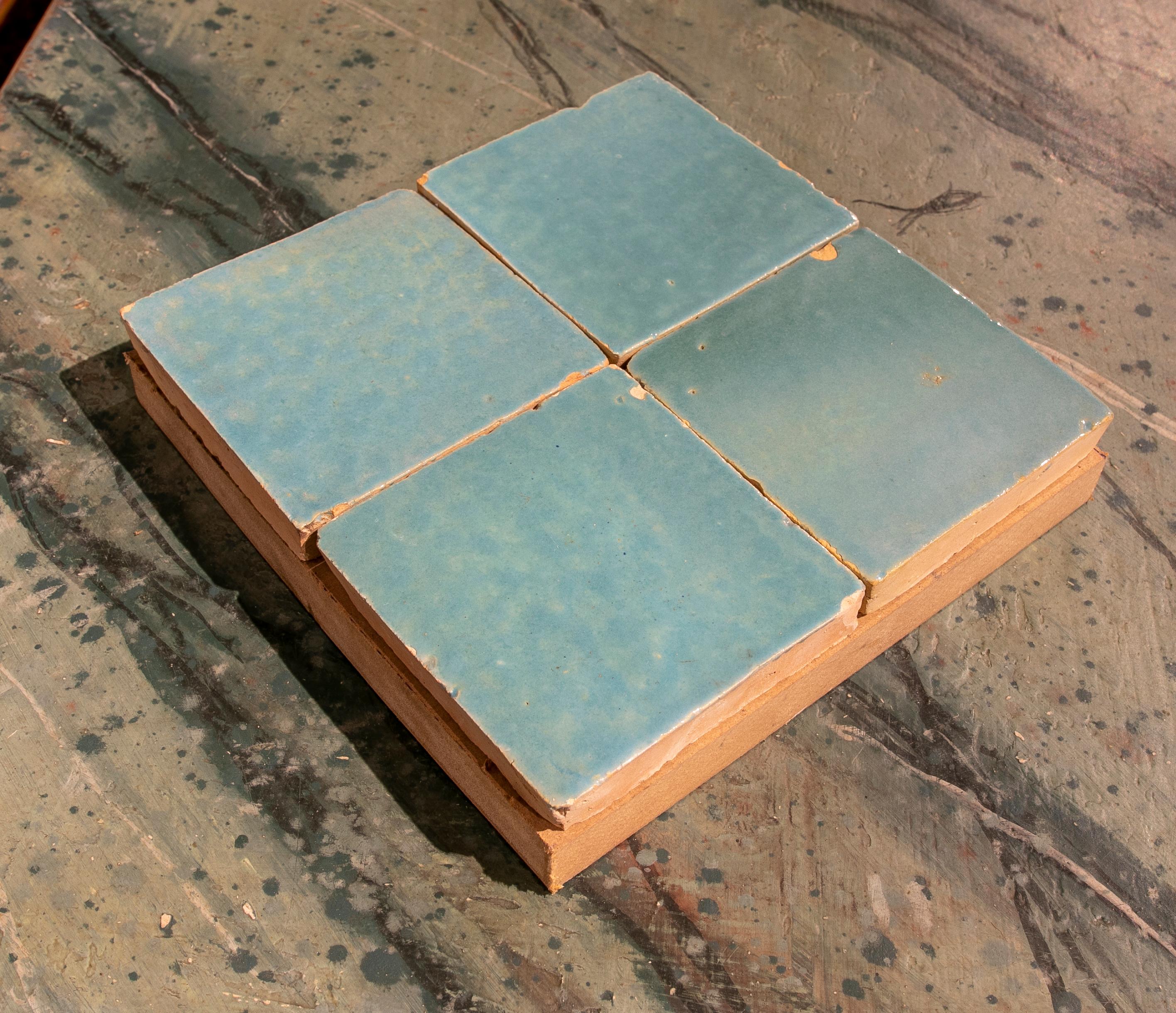 Handmade Glazed Zelige Tile in Light Blue Colour For Sale 2