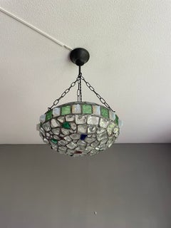 Handmade Glorious Antique Stained & Chunky Glass Arts & Craft Pendant Light