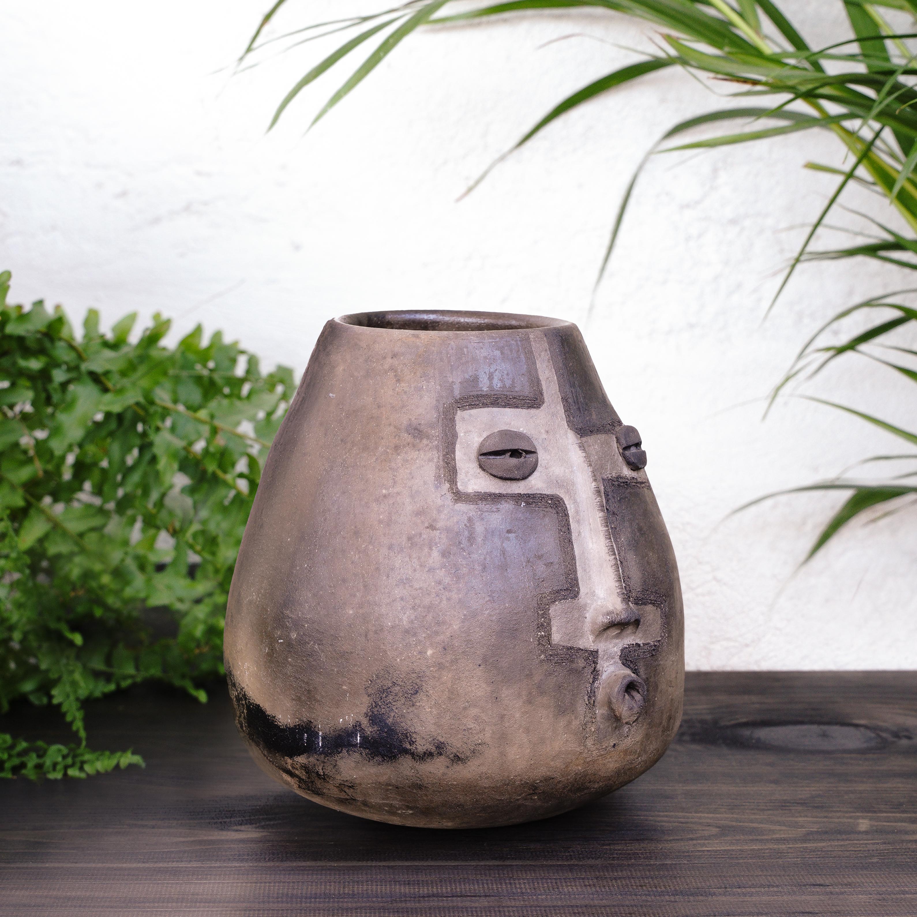 Stunning one-of-a-kind clay vase from Oaxaca, Mexico. Style and techniques evolved from generational traditions. 

Only one piece made. Only one piece available. As photographed.

Handmade by Leticia Blanco and her son, Fernando Peguero, of the