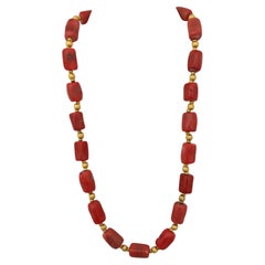 Handmade ~ Gold Perlen & Lachs Fass Form Korallen Perlen 23" Toggle Halskette C49