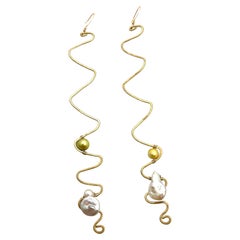Handmade Freshwater Pearls Wavy Fleur Earrings by Sidney Cherie Studio