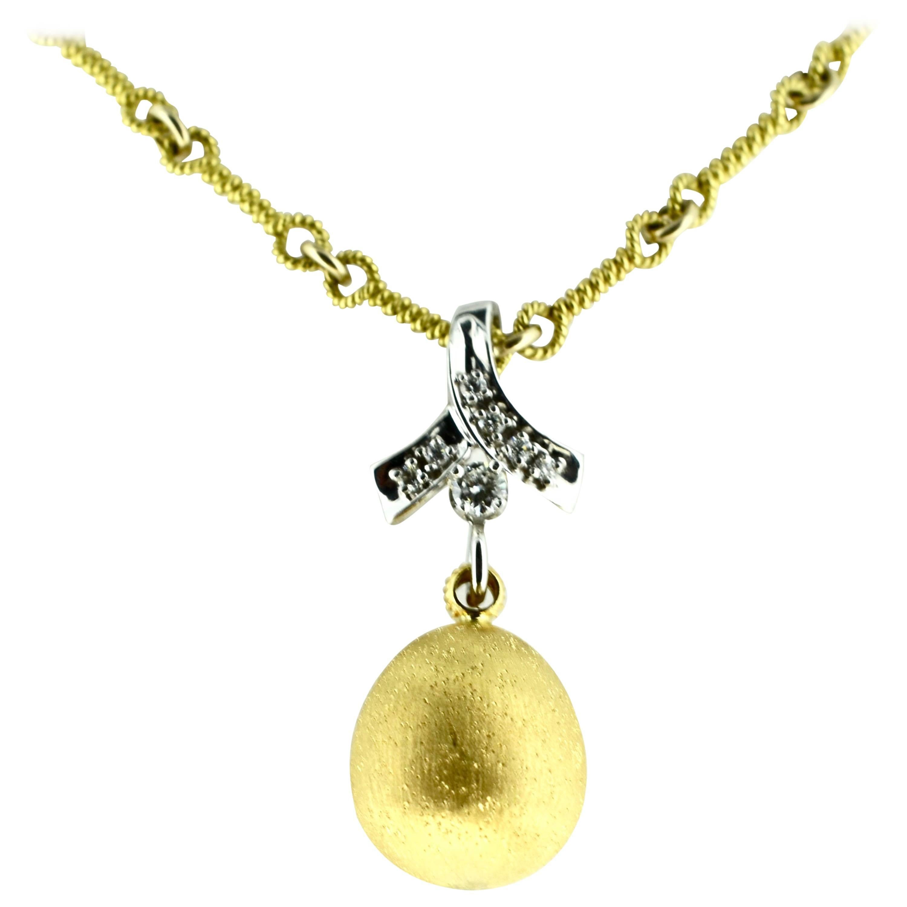 Handmade Gold Dangle Sphere with Diamonds Neck Piece For Sale