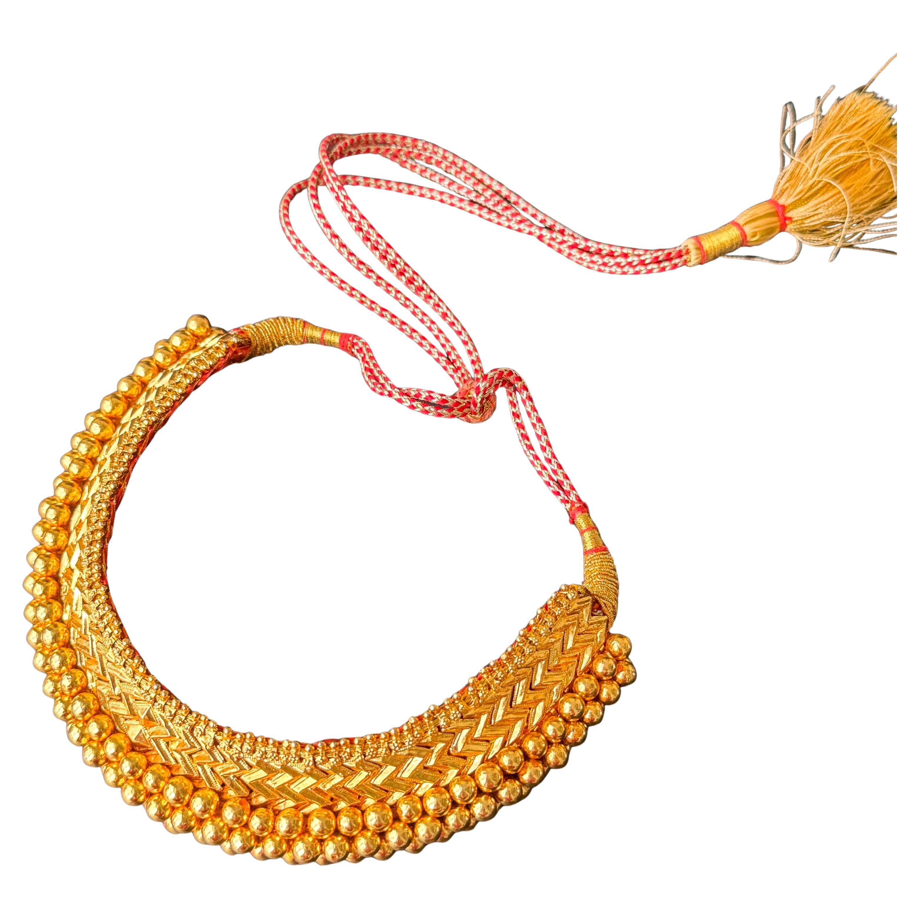 Handmade Gold Gilded Silver Choker Necklace with Adjustable Length