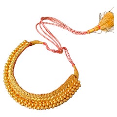 Handmade Gold Gilded Silver Choker Necklace with Adjustable Length