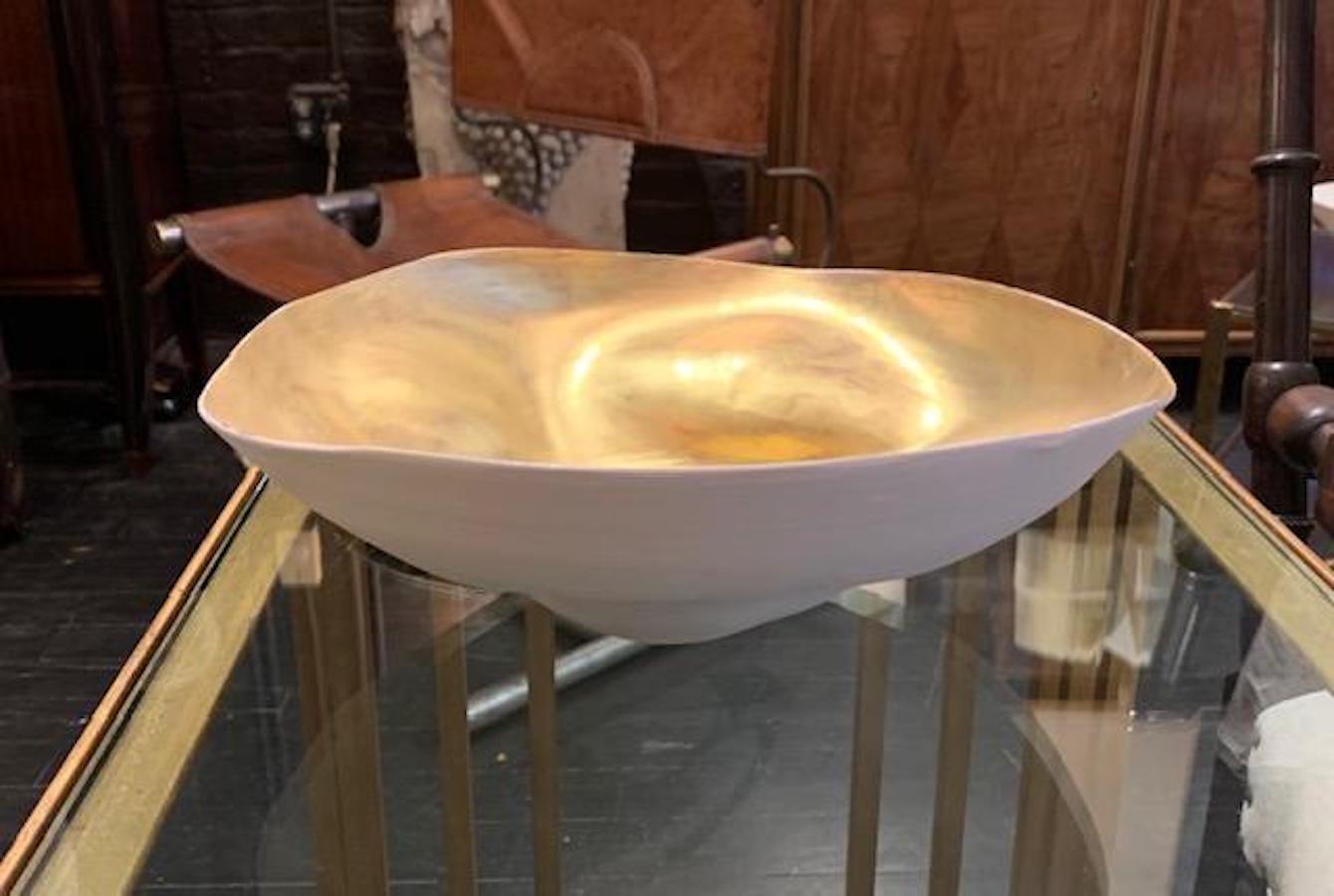 Italian 18K Gold Leaf Large Handmade Freeform Bowl, Italy, Contemporary