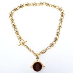 Handmade Gold Necklace with Carnelian Pendant