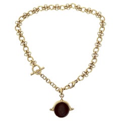 Handmade Gold Necklace with Carnelian Pendant