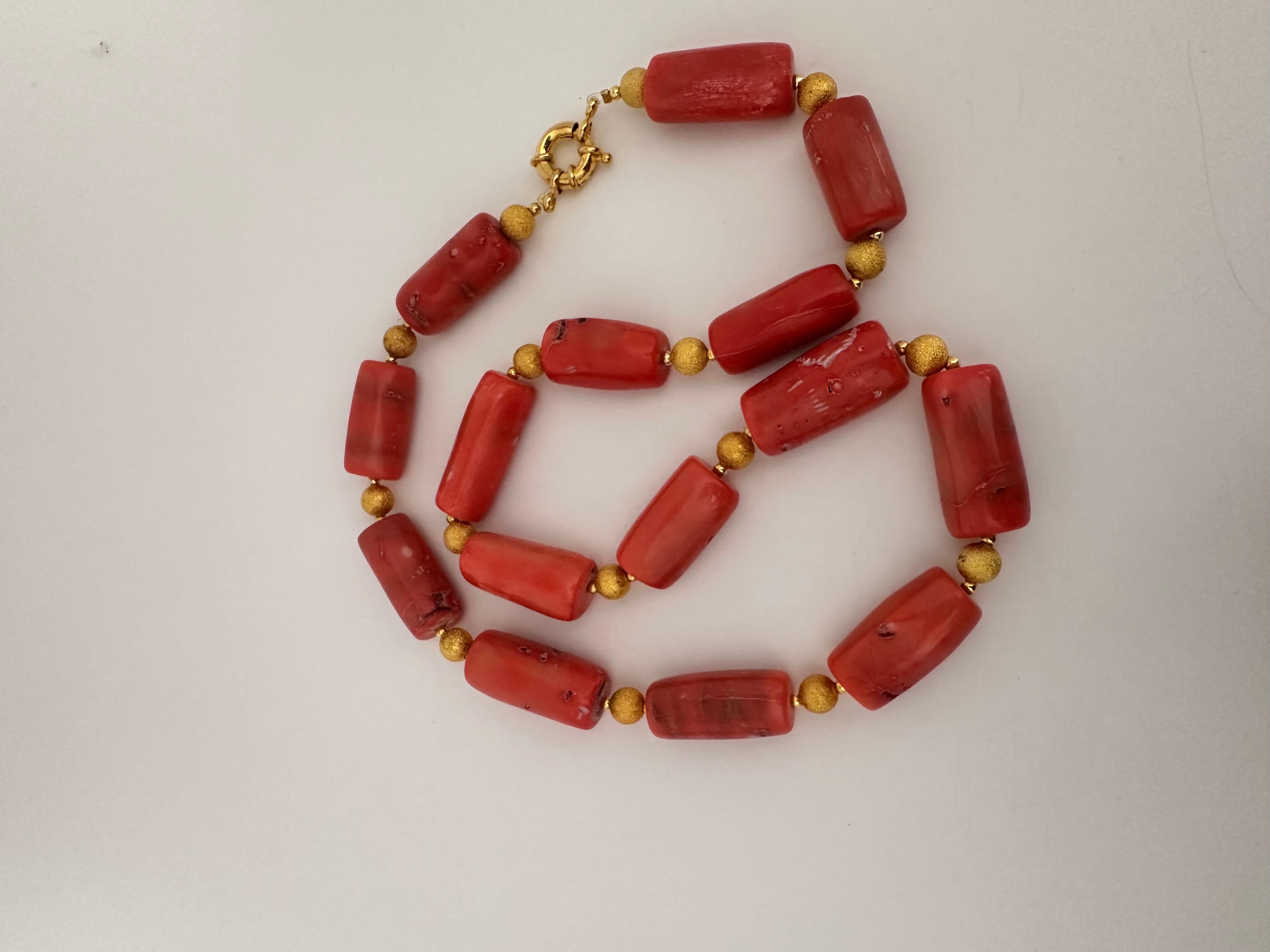 Artisan Handmade Gold Plated Beads & Salmon Barrel Shape Coral Beaded 26