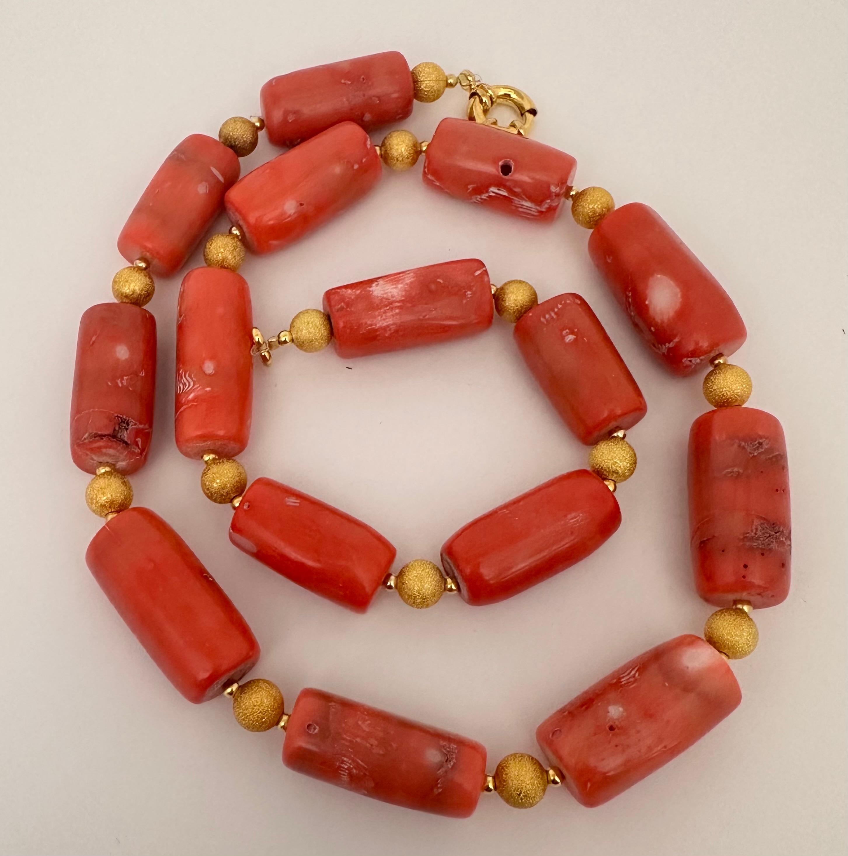 Handmade Gold Plated Beads & Salmon Barrel Shape Coral Beaded 27