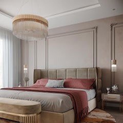 Handmade Gold-Plated Chandelier Encased in Clear Crystal Glass