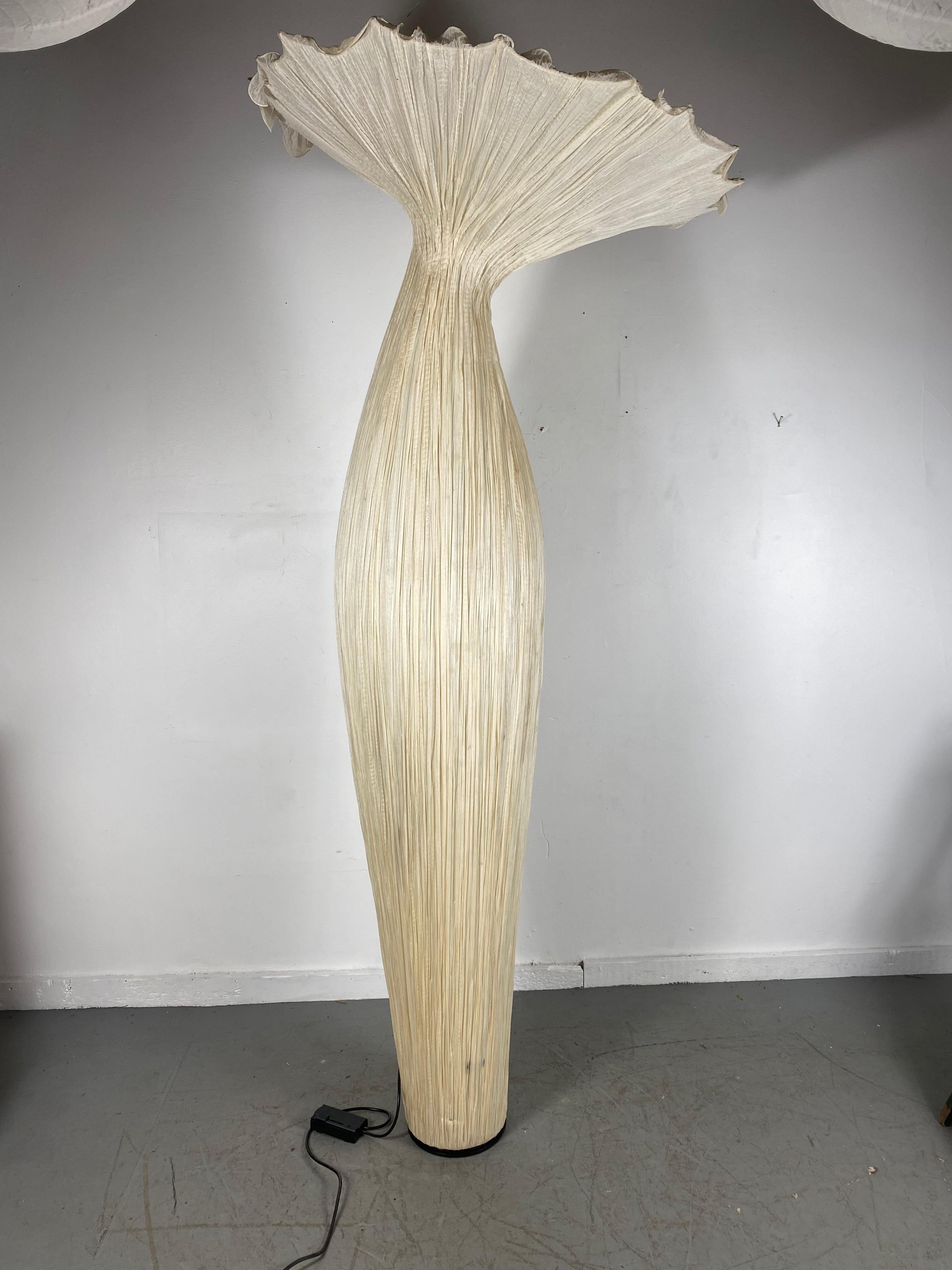 Israeli Handmade Gold Pleated Silk Evening Glory Floor Lamp by Aqua Creations