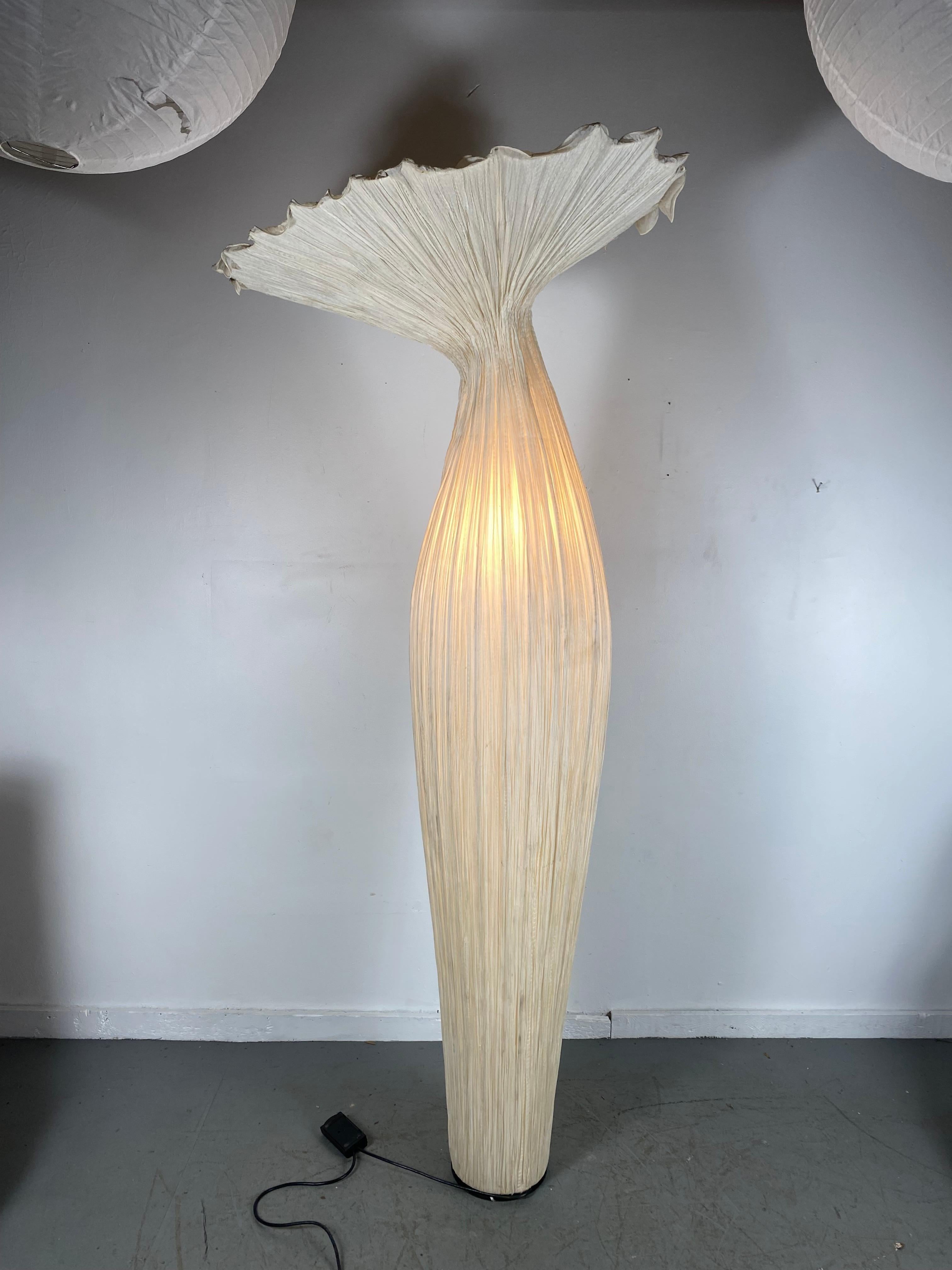 Welded Handmade Gold Pleated Silk Evening Glory Floor Lamp by Aqua Creations