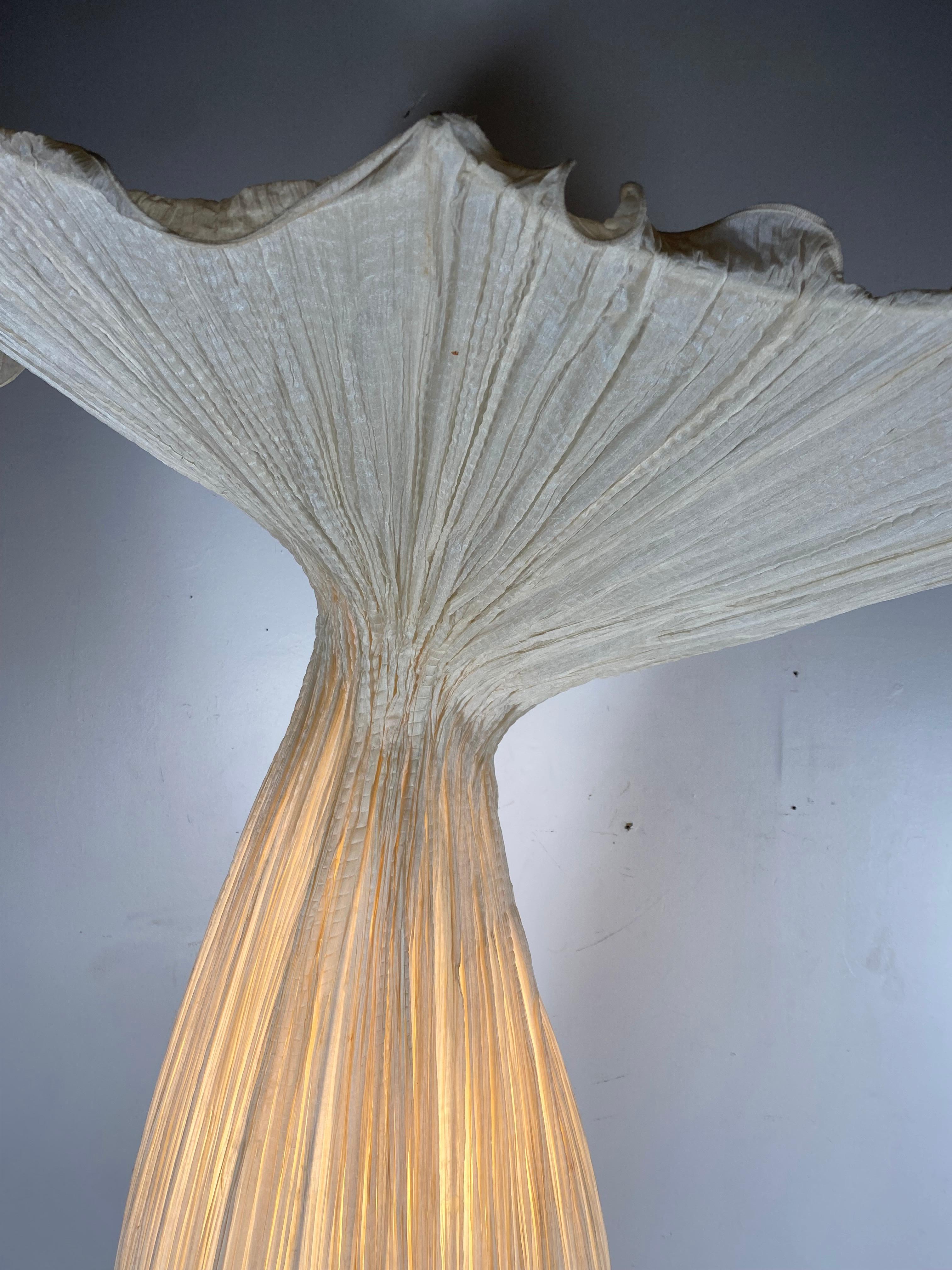 Late 20th Century Handmade Gold Pleated Silk Evening Glory Floor Lamp by Aqua Creations