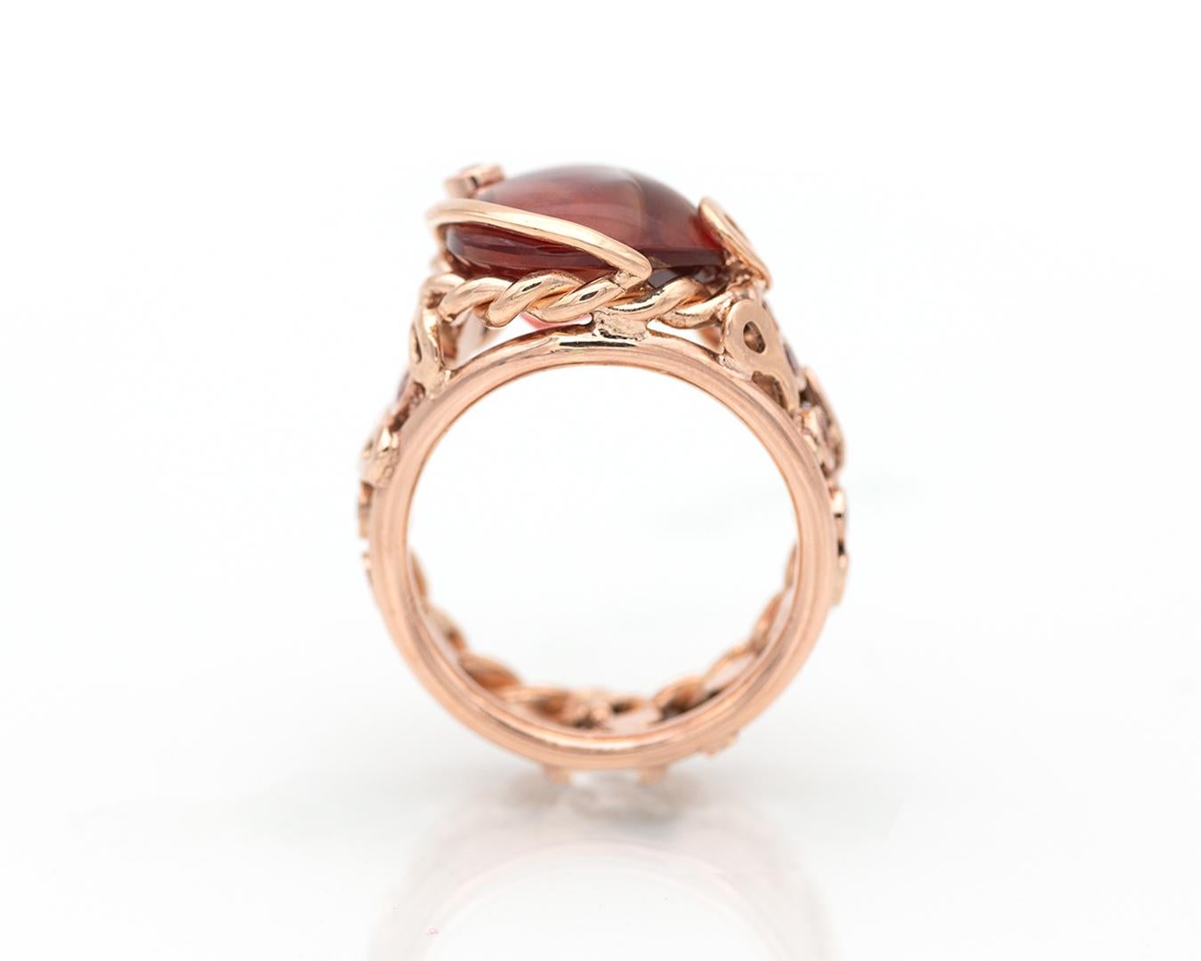 Handgefertigter Goldring Oregon Sunstone Brilliants (Gemischter Schliff) im Angebot