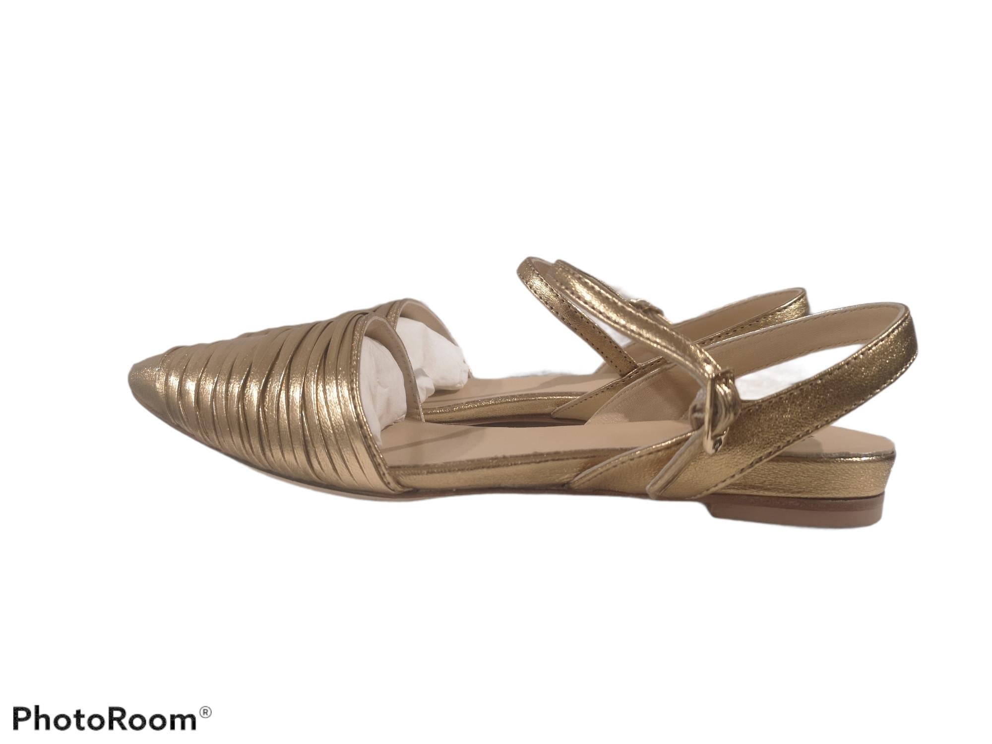 Handmade gold tone leather sandals - ballerinas In New Condition In Capri, IT