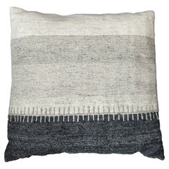 Pair of Handmade Gray and White Striped Throw Pillows