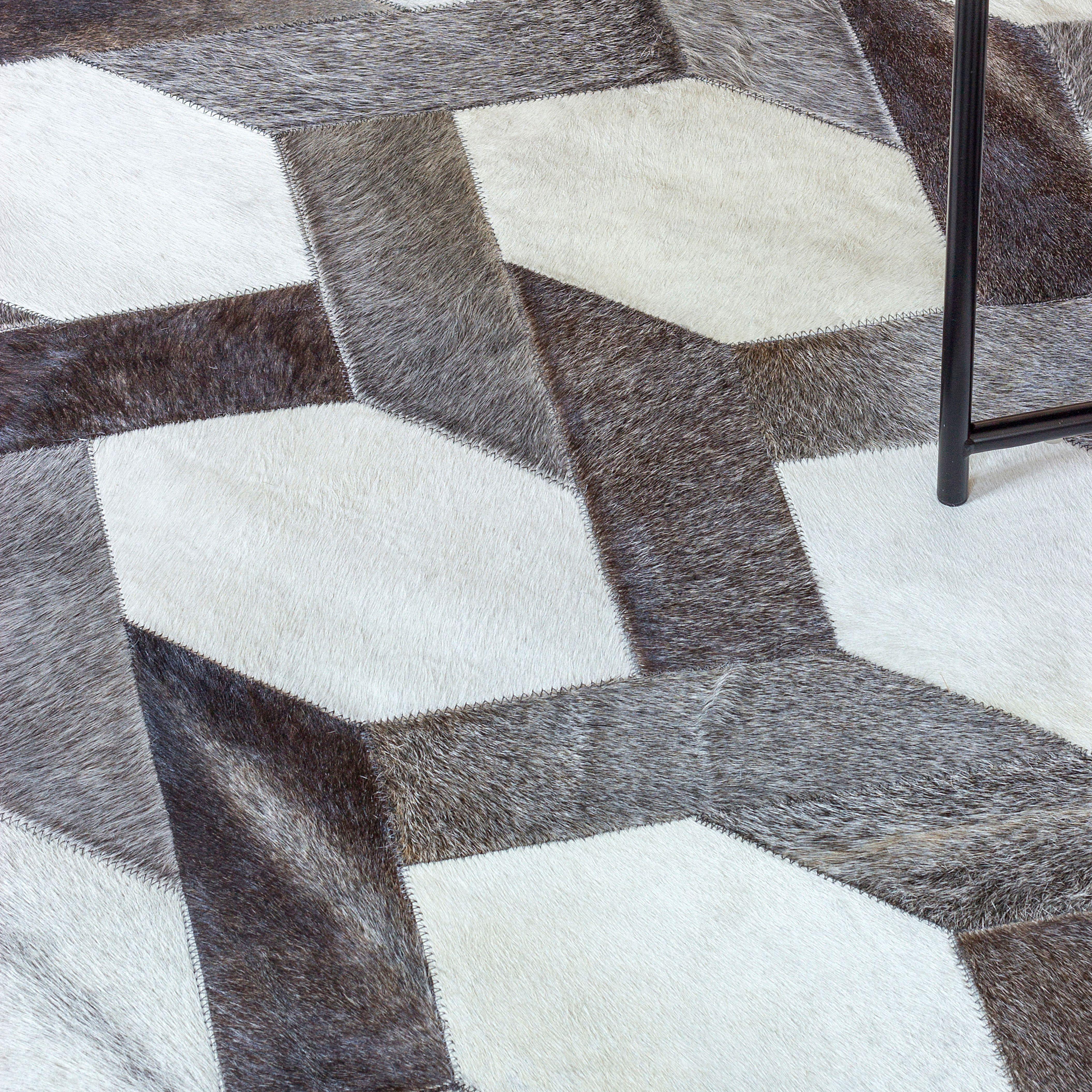 Handmade Gray Leather area Rug 8’ x 10’