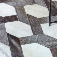 Tappeto di pelle grigio fatto a mano 8' x 10'
