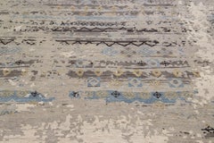Handmade Gray Modern Wool & Silk Rug with Abstract Design
