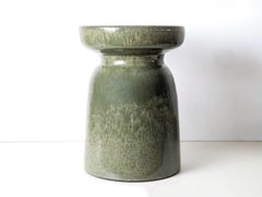 Handmade Green Ceramic Stoneware Stool