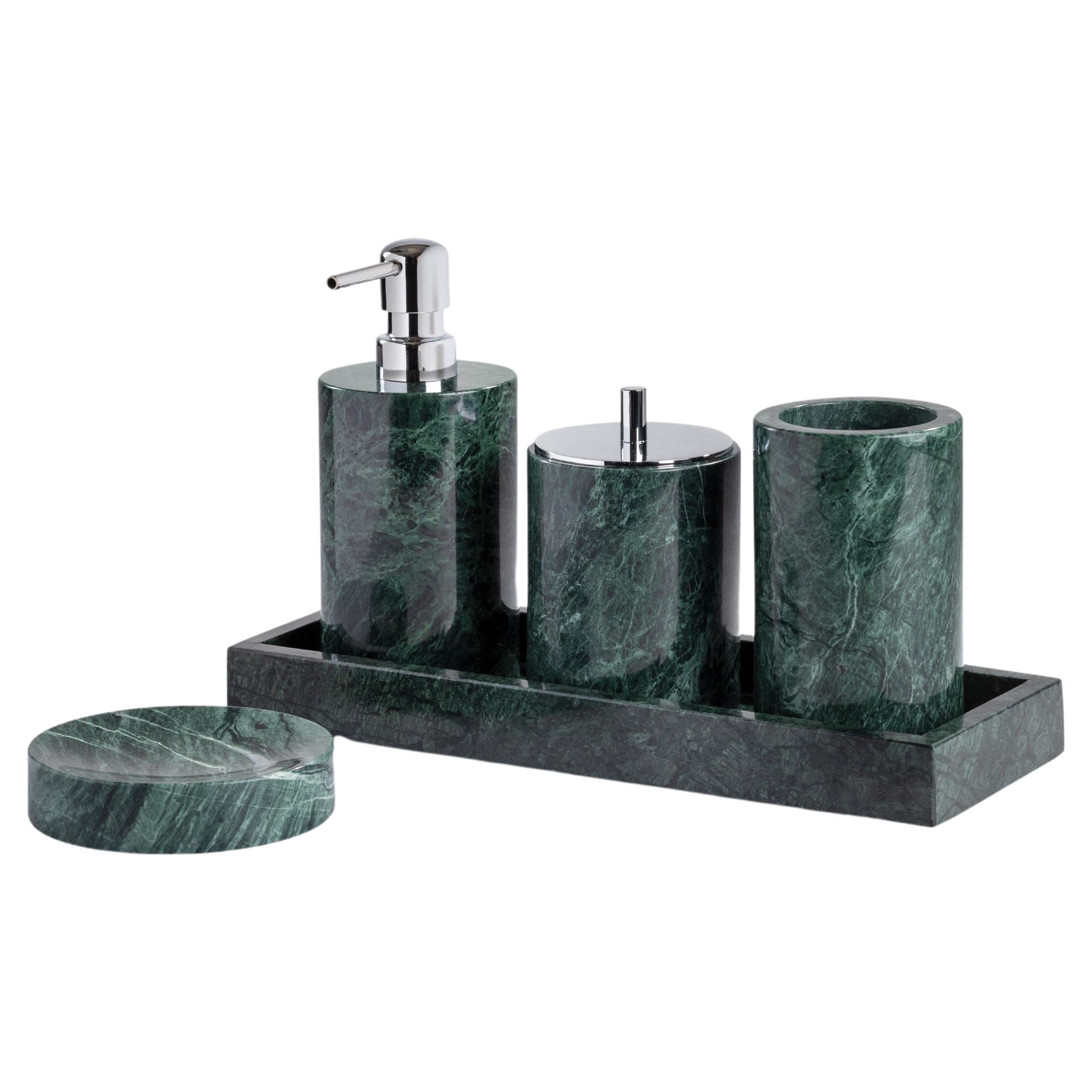 Handgefertigtes Bad-Set aus grünem Marmor