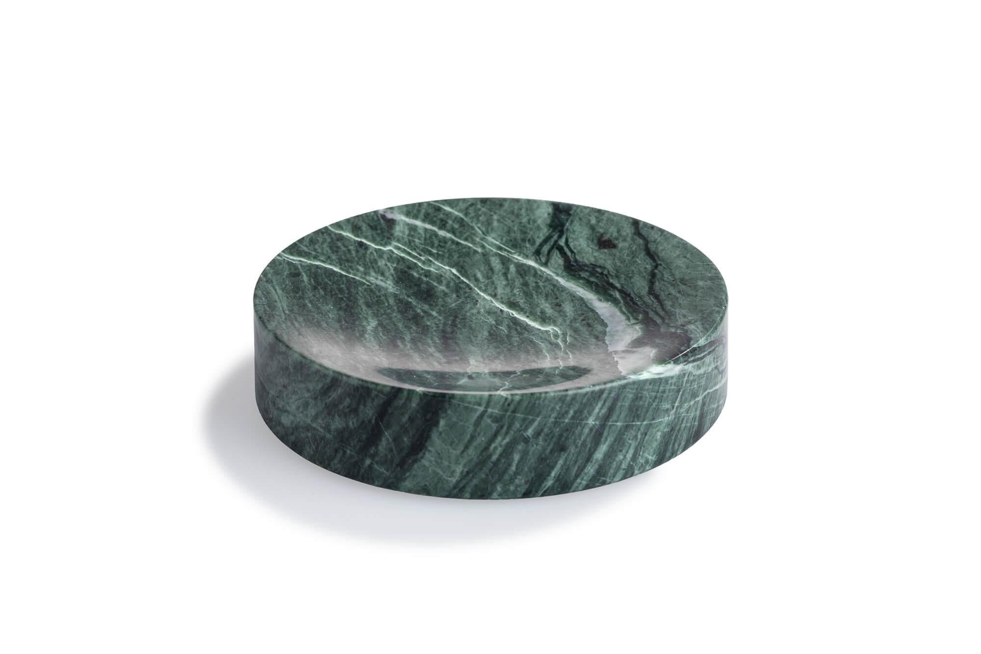 Contemporary Handmade Green Marble Bathroom Set with Square Tray For Sale