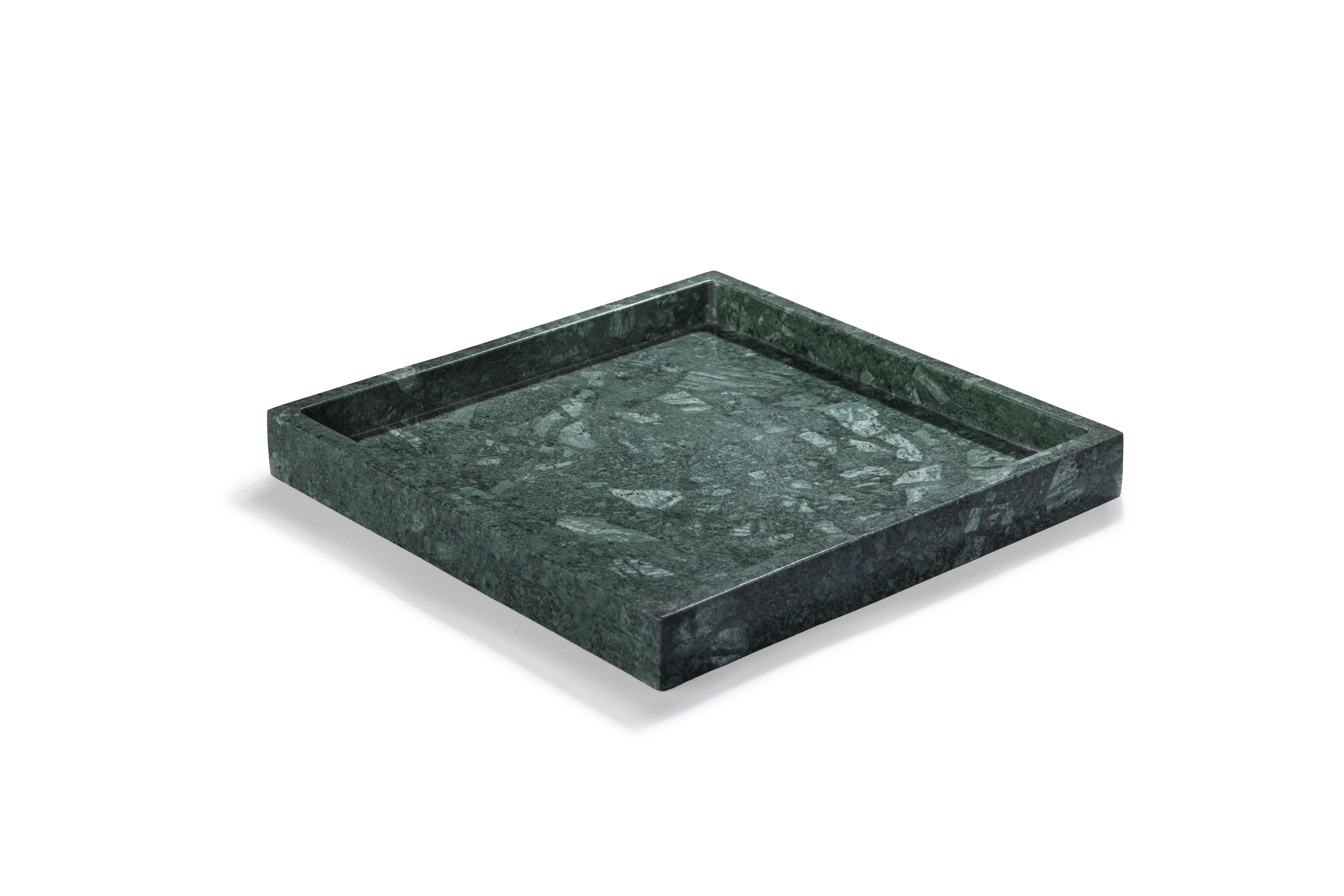 Handmade Green Marble Bathroom Set with Square Tray For Sale 2