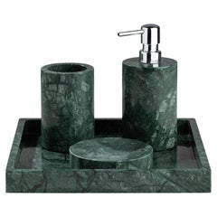 Handmade Green Marble Bathroom Set with Square Tray