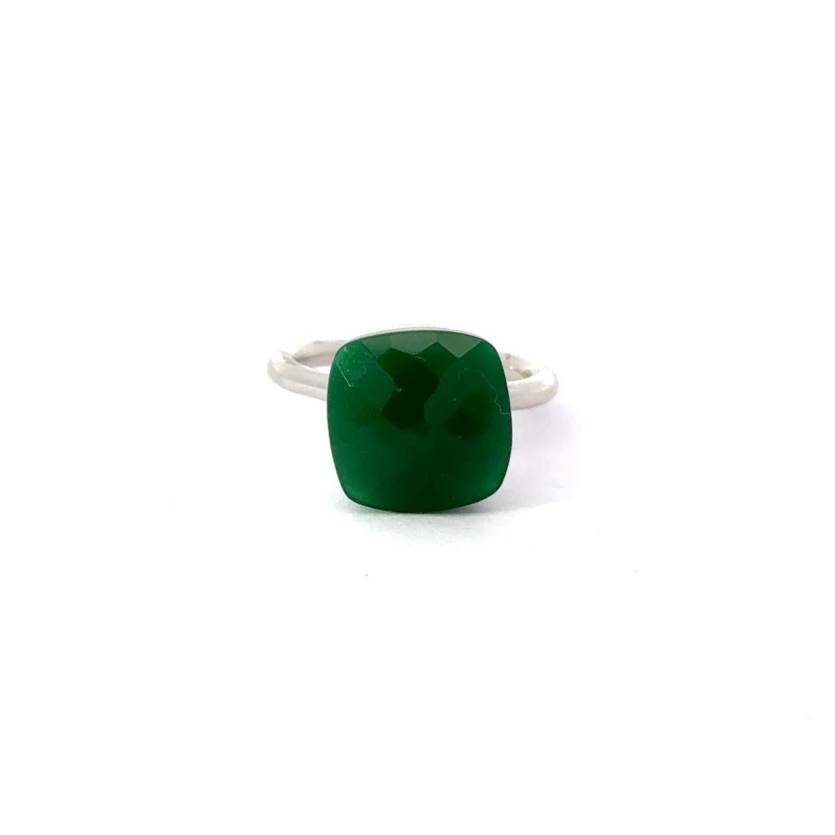 For Sale:  Handmade Green Onyx Big Single Stone Ring Made in 925 Silver Jewelry for Her 5