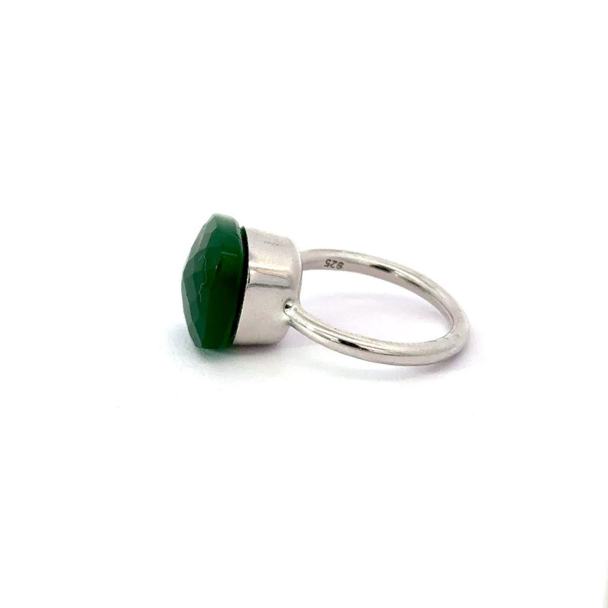 For Sale:  Handmade Green Onyx Big Single Stone Ring Made in 925 Silver Jewelry for Her 8