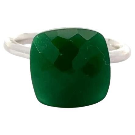 For Sale:  Handmade Green Onyx Big Single Stone Ring Made in 925 Silver Jewelry for Her
