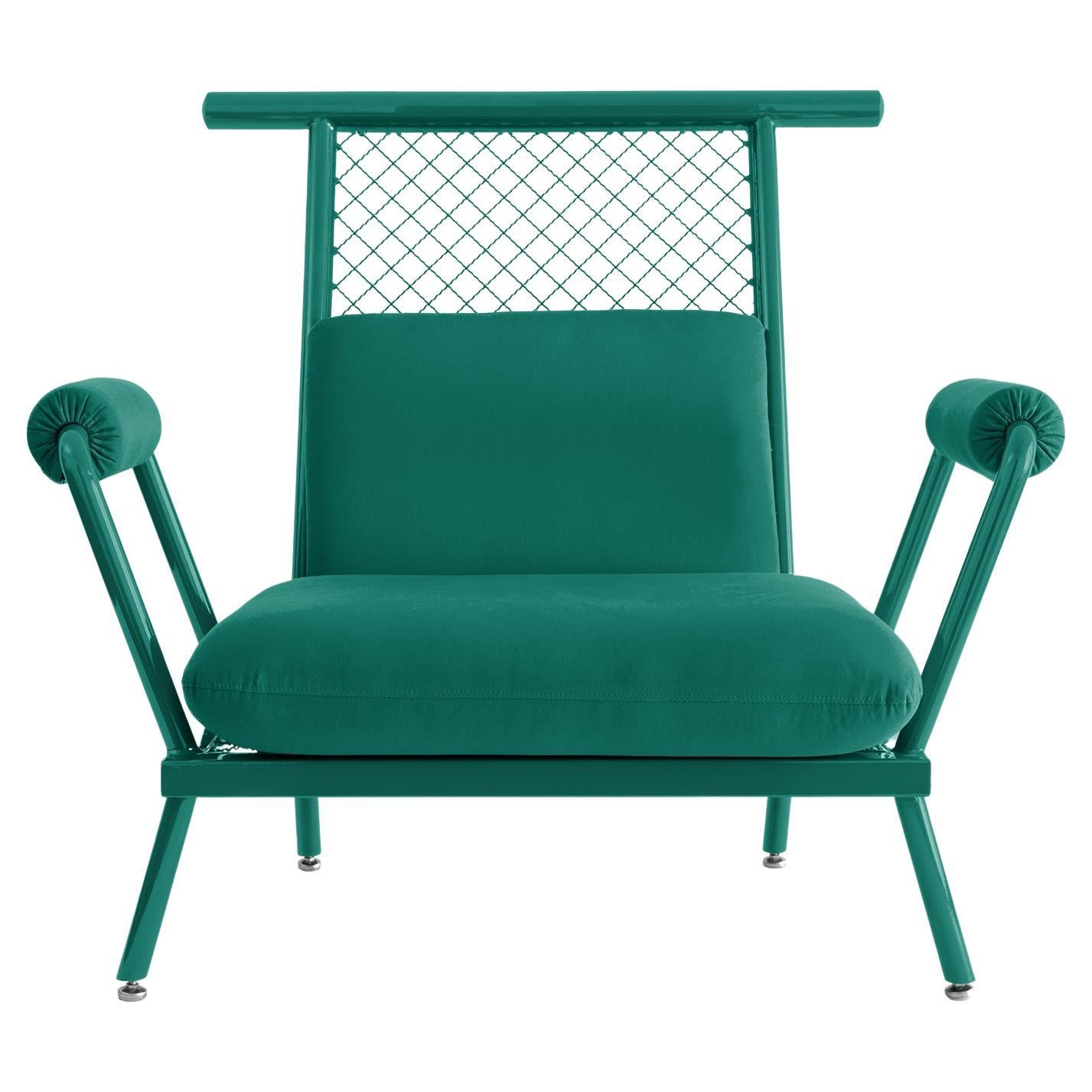 Handmade Green PK6 Armchair Carbon Steel Structure & Metal Mesh by Paulo Kobylka For Sale