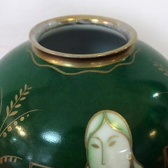 Handmade Green, Pure Gold and White Ceramic Vase by Thomas Group, 1940s